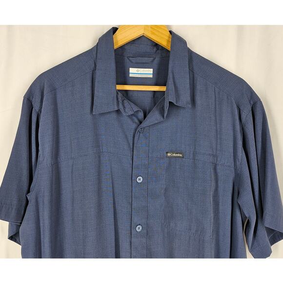 COLUMBIA MEN'S PFG SHORT SLEEVE BUTTON-UP SHIRT BLUE SIZE LARGE - Picture 3 of 9